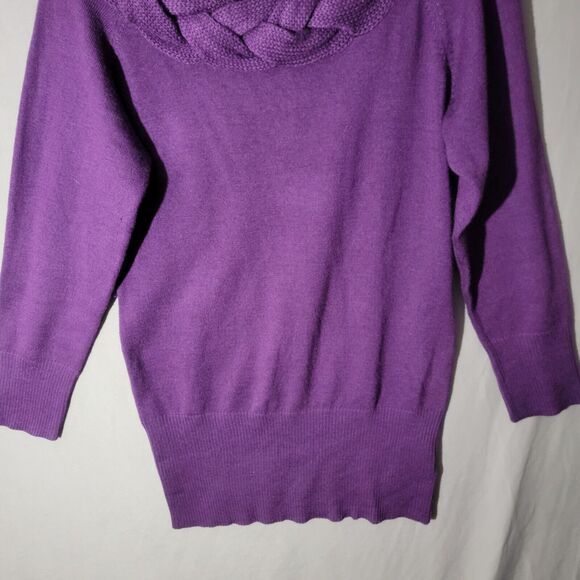 Venus Purple Tunic Sweater Dress Size Large Braided Neck Winterwear Work Chic - Picture 4 of 10